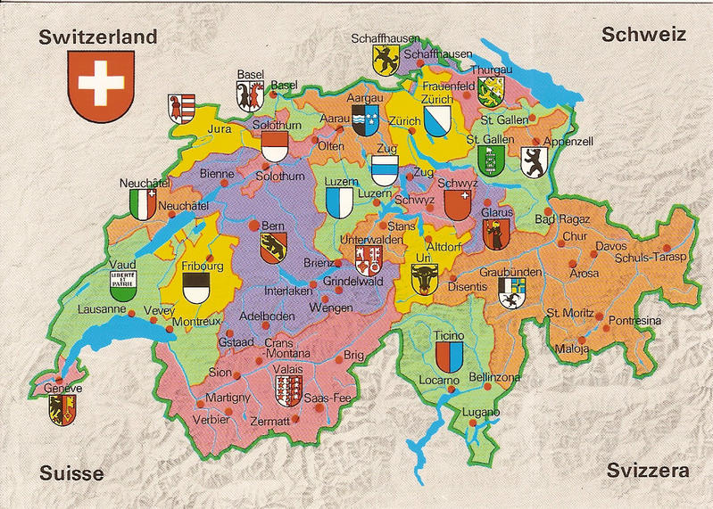 mapa szwajcarii kantony