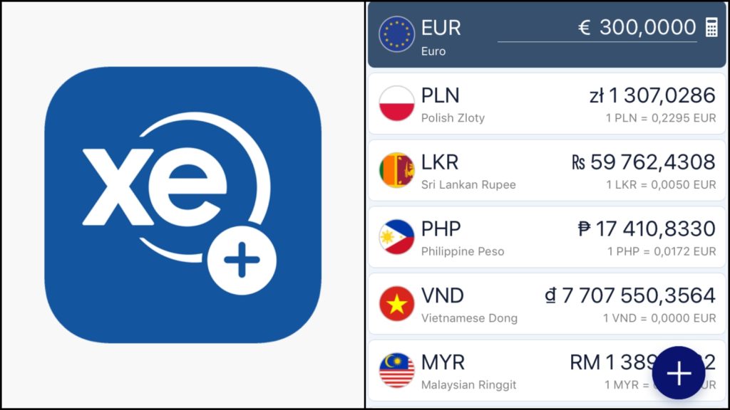 Currency XE Aplikacje podróżnicze